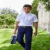 French Toast Boys' Adjustable Waist Stretch Straight Fit Chino Pant, School Uniform Navy, 20 Husky view 3