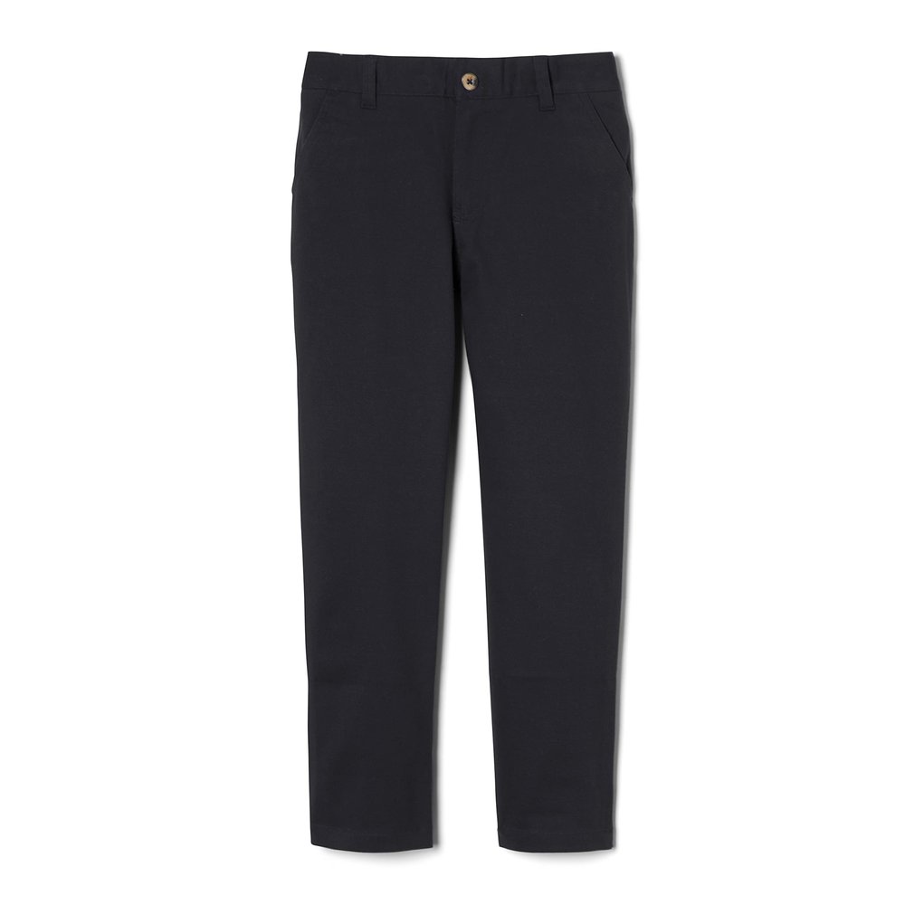 French Toast Boys' Adjustable Waist Stretch Straight Fit Chino Pant, School Uniform Black, 7
