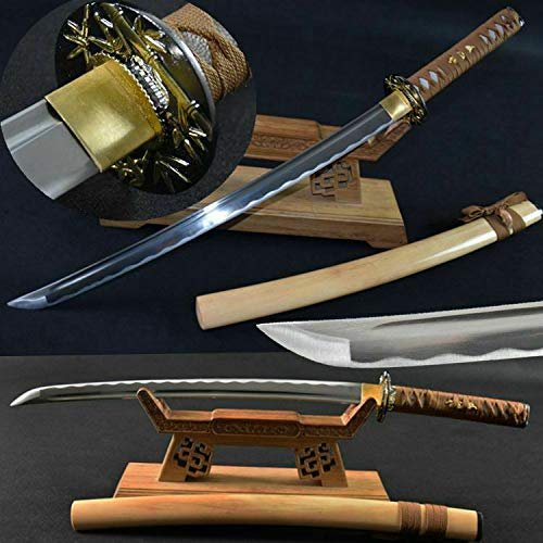 GLW Sword Japanese Samurai Sword Wakizashi Katana 1060 High Carbon Steel Full Tang Sharp