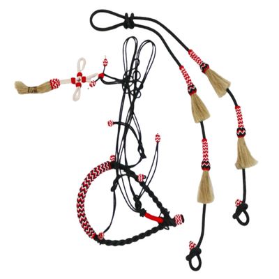 M-Royal Saddles Charro Cross Cabresto Riendas Black Charro Headstall Bosal