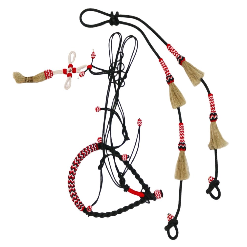 M-Royal Saddles Charro Cross Cabresto Riendas Black Charro Headstall Bosal