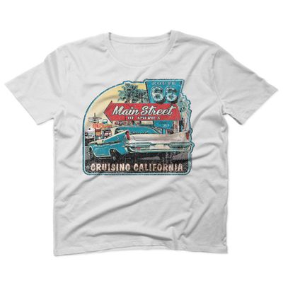 0270. Vintage Retro Route 66 California Republic car Cool cali car for Men T Shirt (White, 2X Large)