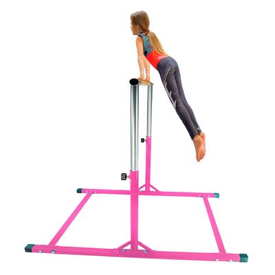 Athletic Bar Gymnastics Kip Bar Horizontal Bar Professional Junior Gymnastic Training High Bar Asymmetric Bar 13 Level Height Adjustable Expandable 3 to 5 FT Indoor Outdoor Use (Pink)