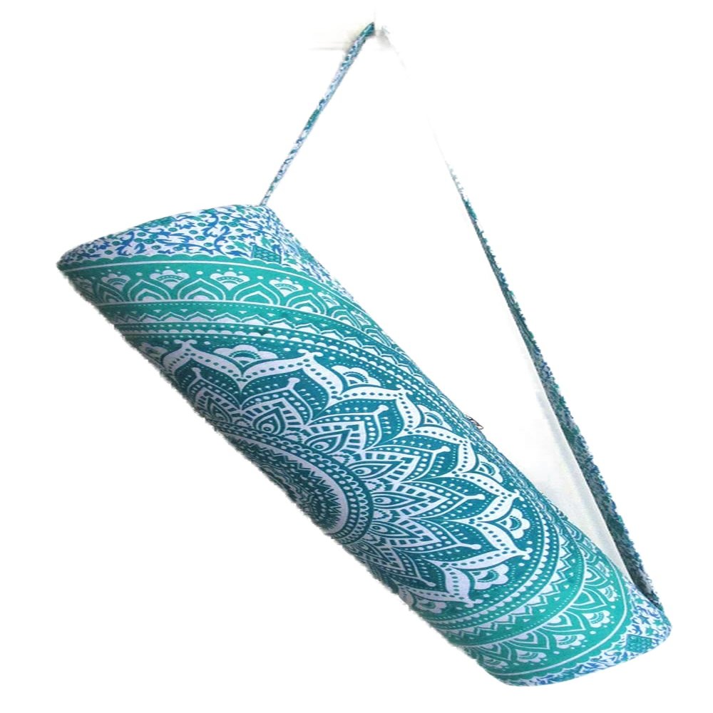 INDIAN CRAFT CASTLE ICC Yoga Mat Bag Carrier Full-Zip Exercise Yoga Mat Carry Bag for Women Men with Multi-Functional Storage Pockets and Adjustable Shoulder Strap 26X6 Inches (Green ombre)