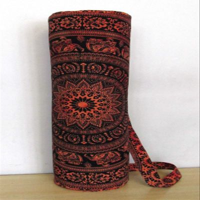 INDIAN CRAFT CASTLE ICC Yoga Mat Bag Carrier Full-Zip Exercise Yoga Mat Carry Bag for Women Men with Multi-Functional Storage Pockets and Adjustable Shoulder Strap 26X6 Inches (Red Elephant Flower)