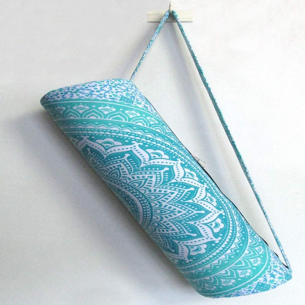 INDIAN CRAFT CASTLE ICC Yoga Mat Bag Carrier Full-Zip Exercise Yoga Mat Carry Bag for Women Men with Multi-Functional Storage Pockets and Adjustable Shoulder Strap 26X6 Inches (ombre green)
