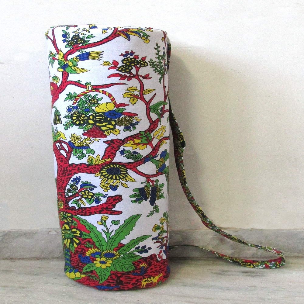 INDIAN CRAFT CASTLE ICC Yoga Mat Bag Carrier Full-Zip Exercise Yoga Mat Carry Bag for Women Men with Multi-Functional Storage Pockets and Adjustable Shoulder Strap 26X6 Inches White Tree Of Life