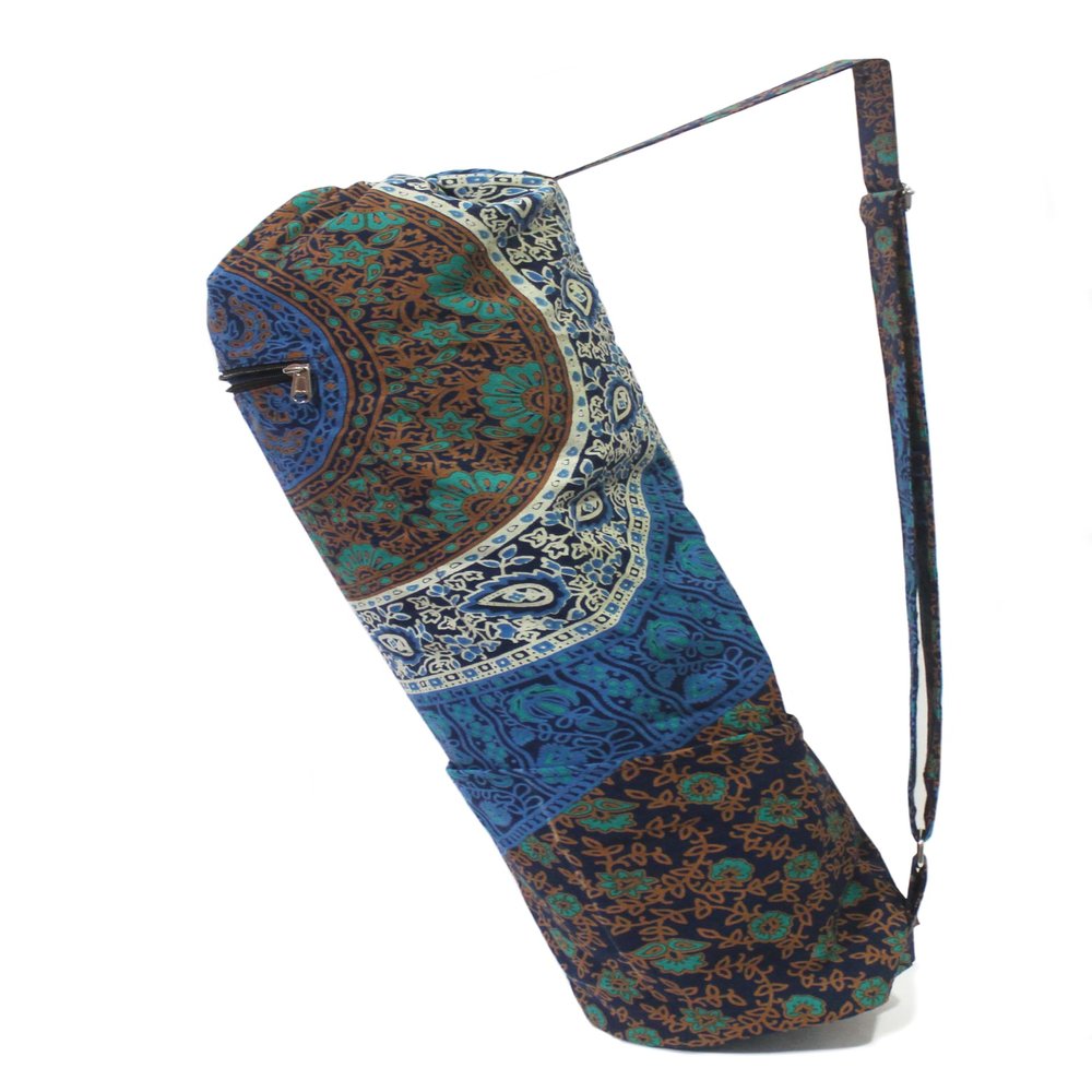 INDIAN CRAFT CASTLE ICC Yoga Mat Bag Carrier Full-Zip Exercise Yoga Mat Carry Bag for Women Men with Multi-Functional Storage Pockets and Adjustable Shoulder Strap 26X6 Inches (Blue six color)