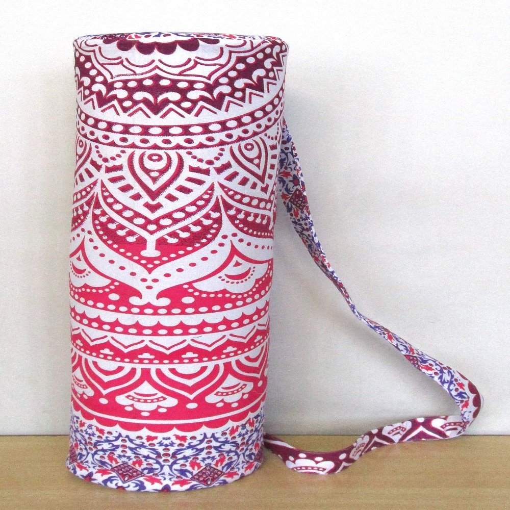 INDIAN CRAFT CASTLE ICC Yoga Mat Bag Carrier Full-Zip Exercise Yoga Mat Carry Bag for Women Men with Multi-Functional Storage Pockets and Adjustable Shoulder Strap 26X6 Inches (Pink Ombre Half)