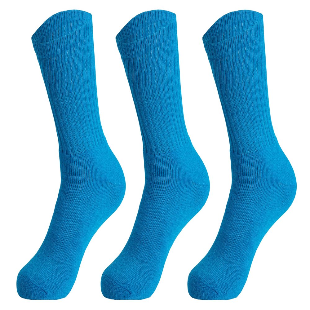AWS/American Made Solid Cotton Cushion Crew Socks for Women 3 Pairs Casual Socks (Turquoise, 5-10)