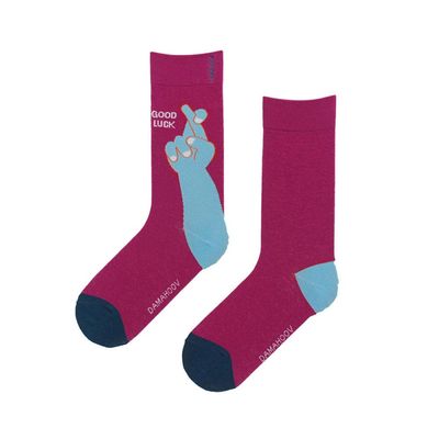 Hand Gesture Series Sports Cotton Socks-36-42_Bayonet lucky hand