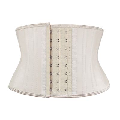 Atbuty Super Short Torso Waist Trainers Cincher Corset Tummy Shaper Slimming Latex Trimmer Girdle (Beige (7'' Short Torso, 25 Steel Bones), XL)