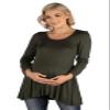 24seven Comfort Apparel Long Sleeve Solid Color Swing Style Flared Maternity Tunic Top Olive view 1