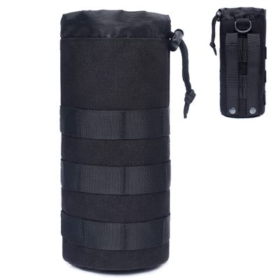 Azarxis Water Bottles Pouch Bag Tactical Molle Military Drawstring Water Bottle Holder Mesh Hydration Carrier Attachment Travel Outdoor Sports Gear (Black)