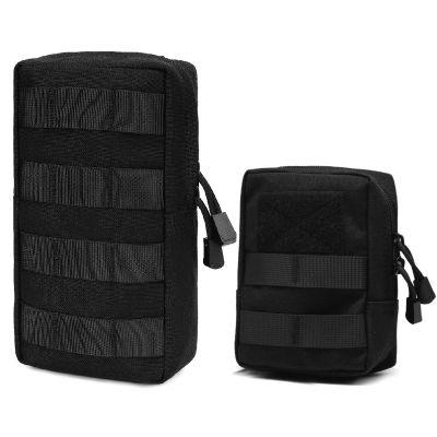 Azarxis 2 Pack Molle Pouches, Tactical Compact EDC Small Utility Pouch Waist Bags Sundries Storage Admin Organize Gear Gadget for Military Backpack (Black)