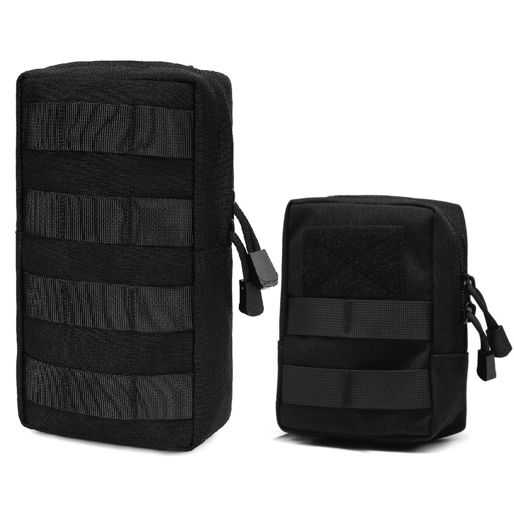Azarxis 2 Pack Molle Pouches, Tactical Compact EDC Small Utility Pouch Waist Bags Sundries Storage Admin Organize Gear Gadget for Military Backpack (Black)