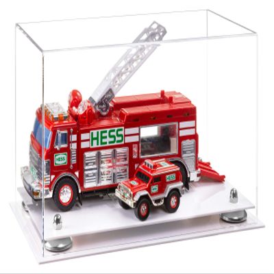 Better Display Cases Versatile Clear Acrylic Display Case - Medium Rectangle Box with Silver Risers and White Base 14" x 8" x 8.5" (A011-SR)