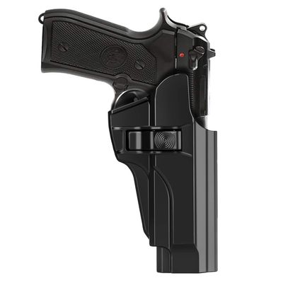 HQDA OWB Holster for Beretta 92 92FS M9 M9_22, Tactical Outside Waistband Open Carry Paddle Belt Holster with Release Button 60 Adjustable Cant, Right-Handed