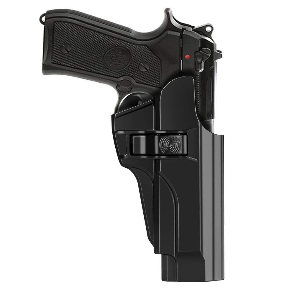 HQDA OWB Holster for Beretta 92 92FS M9 M9_22, Tactical Outside Waistband Open Carry Paddle Belt Holster with Release Button 60 Adjustable Cant, Right-Handed