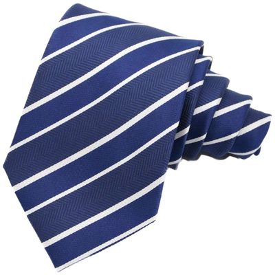 Geotae Zerun New Classic Men's Striped Silk Tie Necktie (Striped Blue/White)