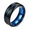 TIGRADE Titanium Ring 6MM 8MM 10MM Black and Blue Two-Tone Centre Groove Wedding Band Matte Finish Comfort Fit for Men Women, 8MM, Size 10 view 2