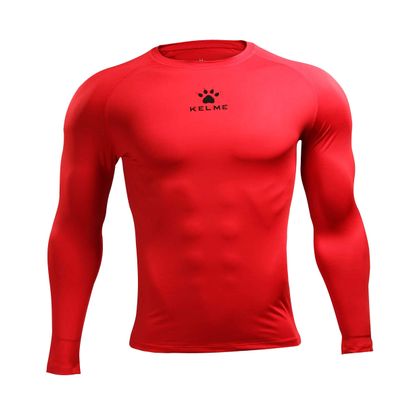 KELME Men's Cool Dry Compression Shirt Long Sleeve  Sports Base Layer Unisex  Thermal Undershirt Athletic Workout Cold (Red, Small)