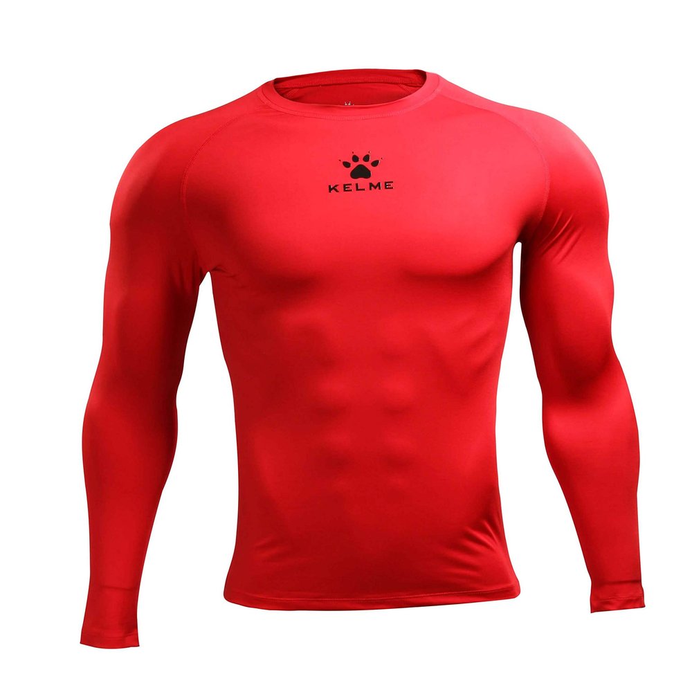 KELME Men's Cool Dry Compression Shirt Long Sleeve  Sports Base Layer Unisex  Thermal Undershirt Athletic Workout Cold (Red, Small)