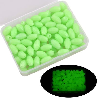 Fishing Beads Glow Oval Hard Floating Green Luminous Beads Fishing Lures Baits Floating Tools Eggs Fishing Tackle Rig in 100pcs 10mm x 18mm