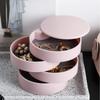 HHmei Jewelry Storage Box 4-Layer Rotatable Jewelry Accessory Storage Tray with Lid (Pink) view 1