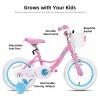 JOYSTAR 14 Inch Kids Bike for Ages 3 4 5 Years Girls, Toddler Bike with Training Wheels & Handbrake for 3-5 Years Old Child, Pink view 2