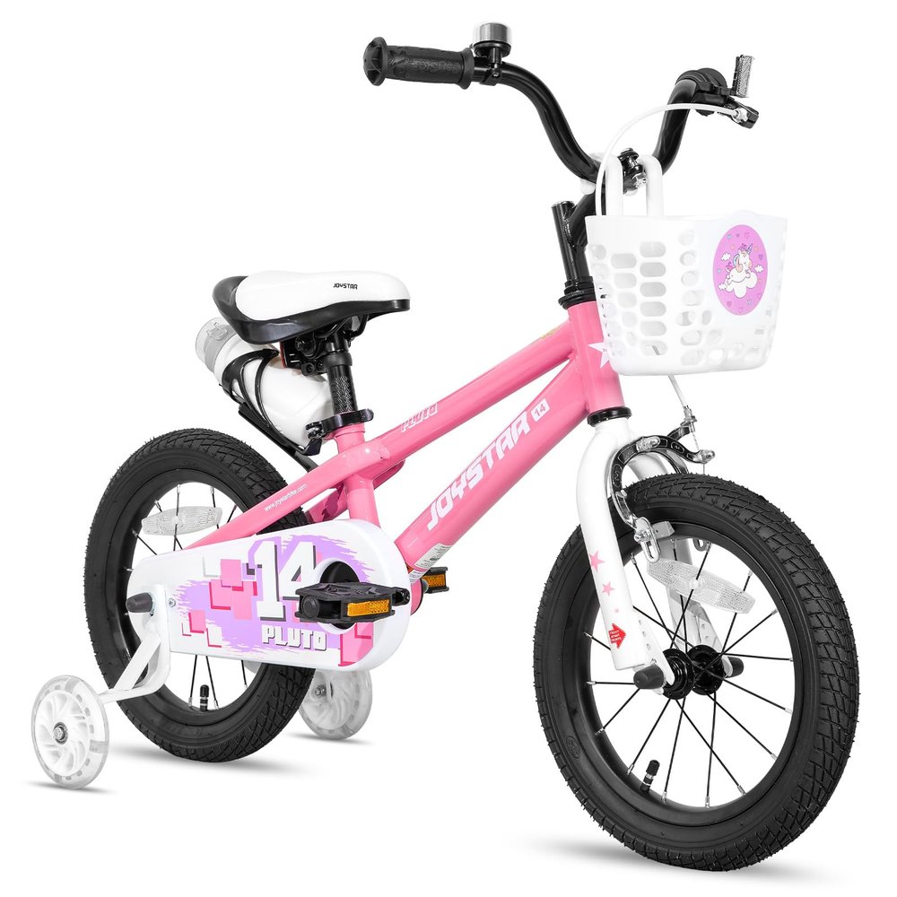 JOYSTAR Pluto 16 Inch Kids Bike with Training Wheels for Ages 4-7 Year Old Boys Girls Toddler Children BMX Bicycle Pink