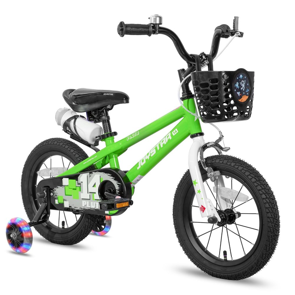 JOYSTAR Pluto Kids Bike 14 Inch BMX Style Children Bicycles with Training Wheels for Boys Girls Age 3-5 Years Green