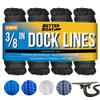 Dock Lines for Boats 3/8" x 15ft, 4 Pack Double Braided Nylon Boat Rope with 12" Loop, Marine Grade Mooring Line for Docking, Black - Better Boat view 1