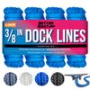 Dock Lines for Boats 3/8" x 15ft, 4 Pack Double Braided Nylon Boat Rope with 12" Loop, Marine Grade Mooring Line for Docking, Blue - Better Boat view 1