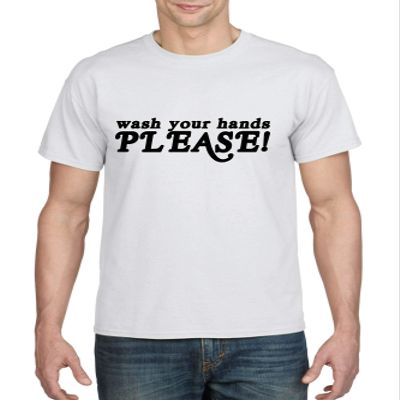 ALLNTRENDS Men's T Shirt Wash Your Hands Please Funny Germs Virus Hygiene Tshirt (XL, White)