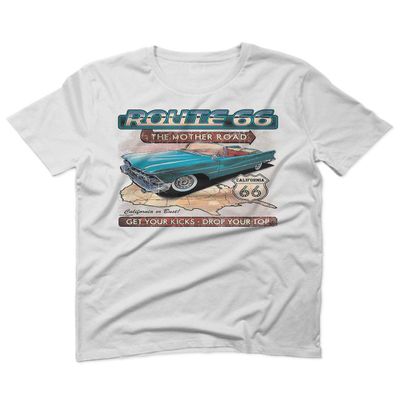 0271. The Mother Road California Route 66 cali Republic Vintage car for Men T Shirt (White, 2X Large)
