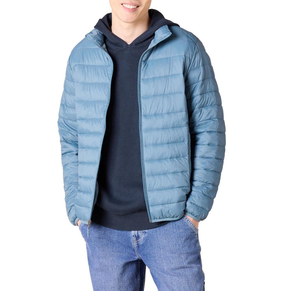 Amazon Essentials Men's Packable Lightweight Water-Resistant Puffer Jacket (Available in Big & Tall), Light Blue, XX-Large