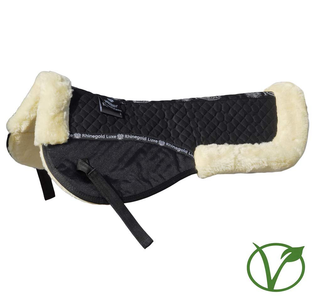 Rhinegold Luxe Fur Lined Comfort Half Pad, Black/Natural, Pony