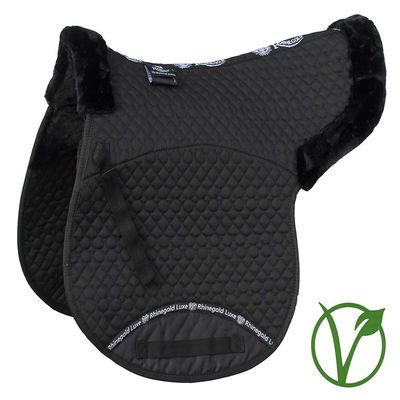 Rhinegold Luxe Faux Fur Cotton Quilted Numnah - Black/Black - Cob