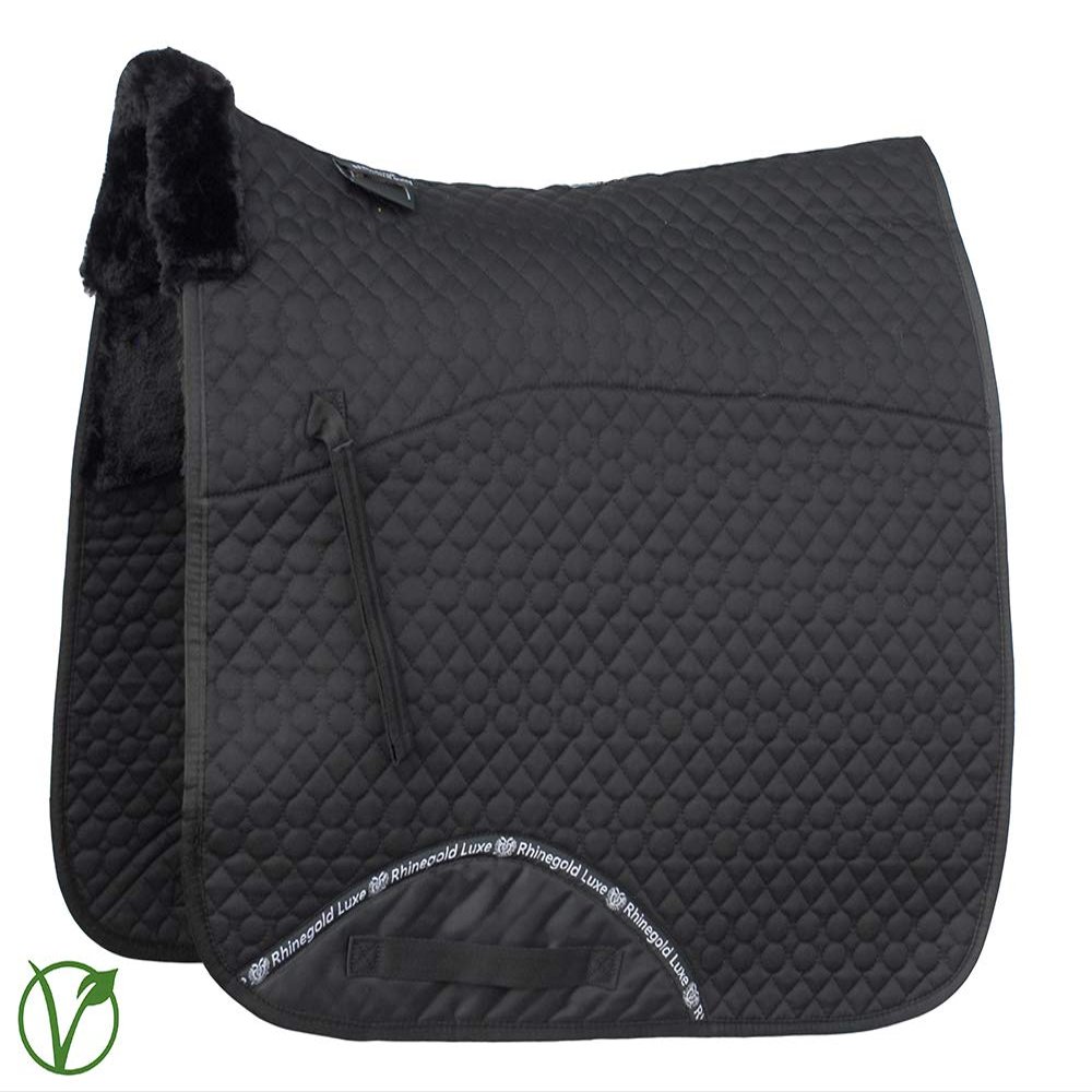 Rhinegold Unisex's 455-P-BK/BK Luxe Fur Dressage Saddle Cloth, Black/Black, Pony