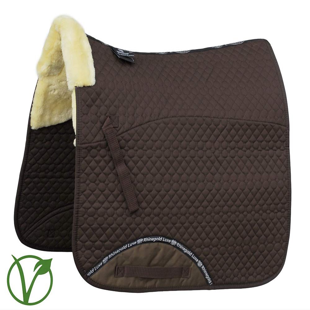 Rhinegold Unisex's 455-P-BRN/NAT Luxe Fur Dressage Saddle Cloth, Brown/Natural, Pony