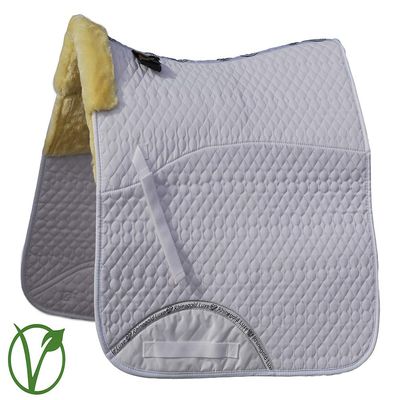 Rhinegold Unisex's 455-P-WH/NAT Luxe Fur Dressage Saddle Cloth, White/Natural, Pony