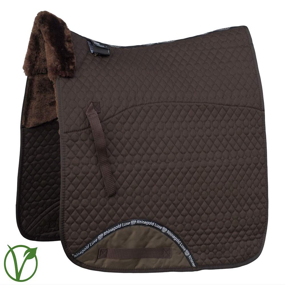 Rhinegold Unisex's 455-C-BRN/BRN Luxe Fur Dressage Saddle Cloth, Brown/Brown, Cob