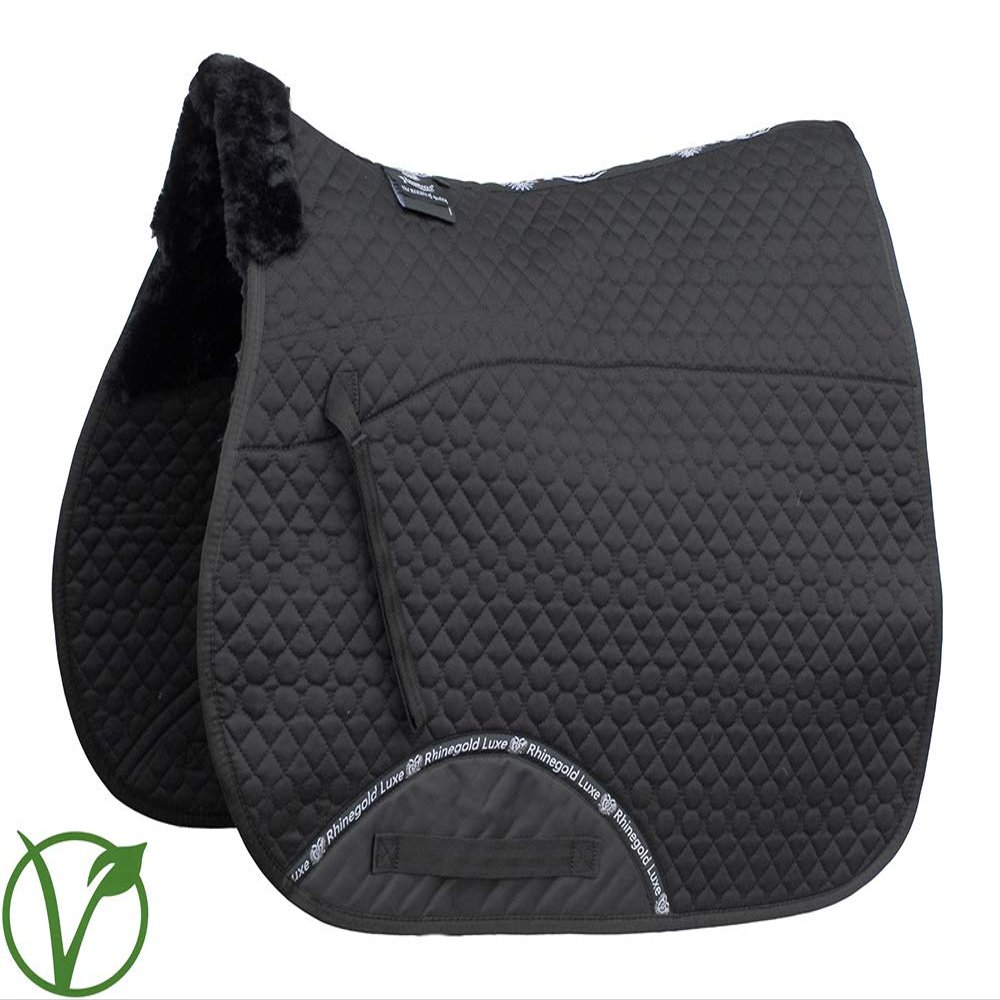 Rhinegold Unisex's 456-C-BLK/BLK Luxe Fur Lined Saddle Cloth, Black/Black, Cob