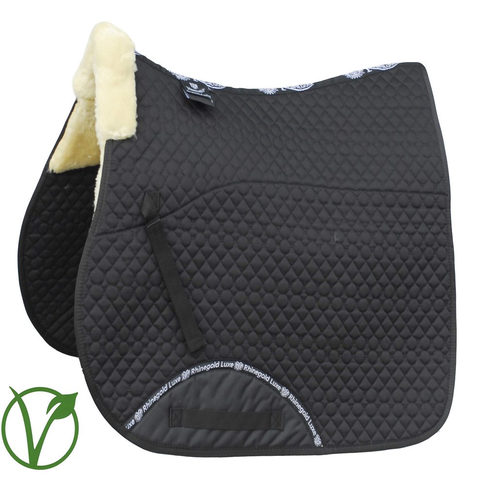 Rhinegold Unisex's 456-F-BLK/NAT Luxe Fur Lined Saddle Cloth, Black/Natural, Full