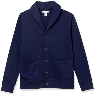 Amazon Essentials Men's Long-Sleeve Fleece Lined Shawl-Collar Cardigan Sweater, Navy, X-Small