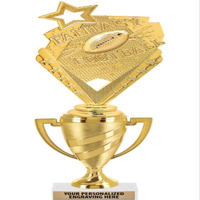 Crown Awards Fantasy Football Trophy, 10" Gold Cup Fantasy Football Trophies with Engraving Included, 5 Pack Prime