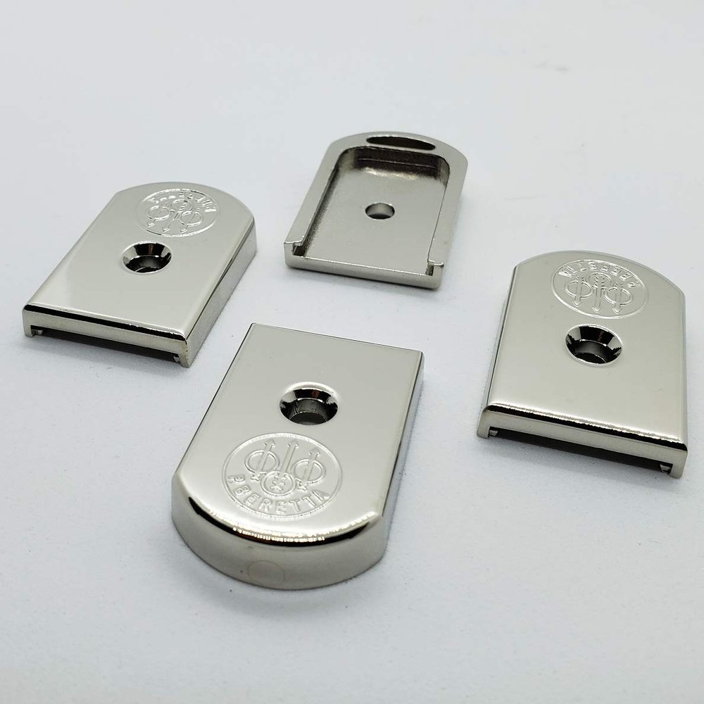 2 X Magazine Floor Plate 9mm Compatible with Beretta 92/96 Series Factory Magazines Nickel Plated