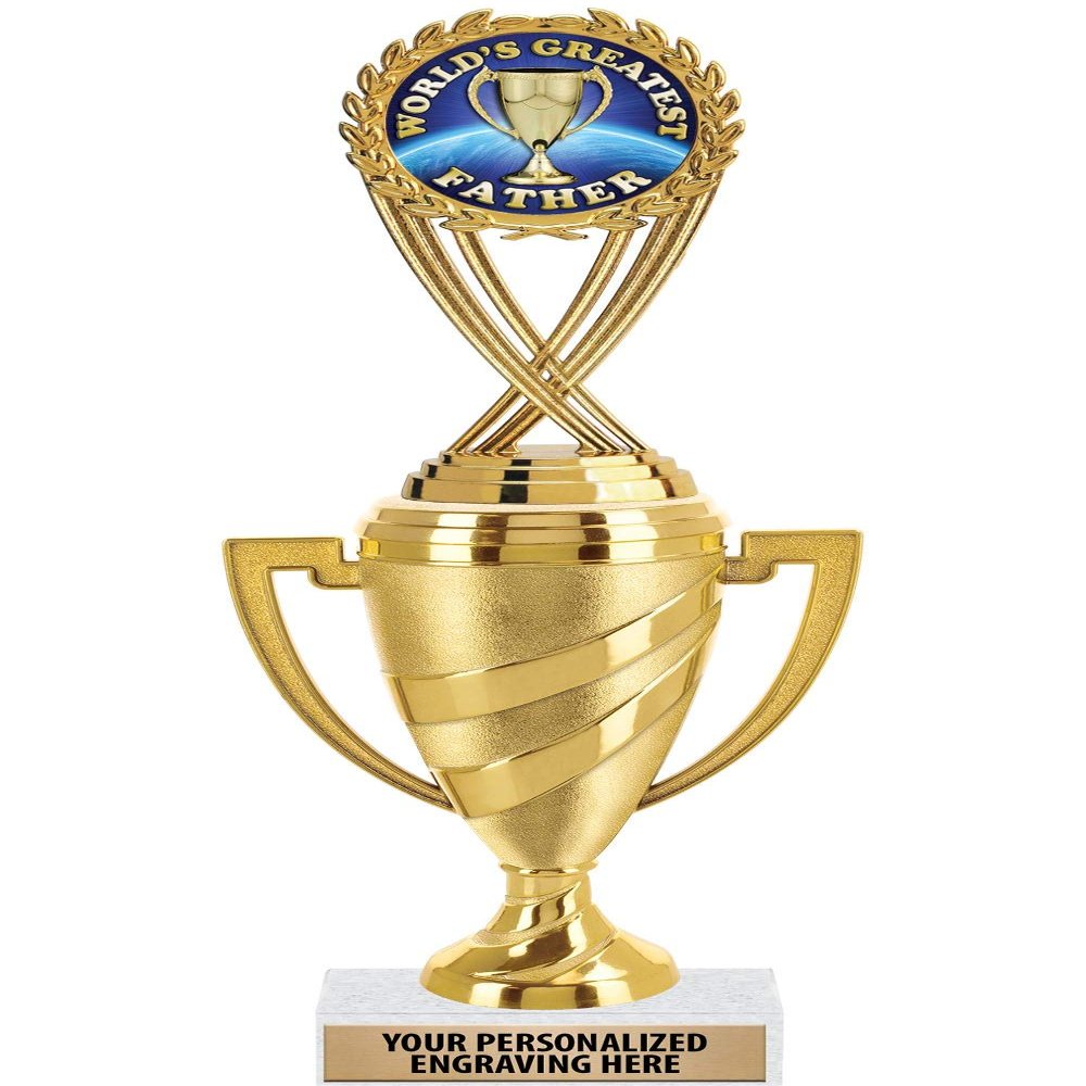 Crown Awards Fathers Day Trophy, 10" Gold Cup Fathers Day Trophies with Engraving Included, 10 Pack Prime