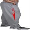 Grey Loose Fit Baggy Workout Gym Sweatpants with Two Front Pockets with Red Spear Design view 1
